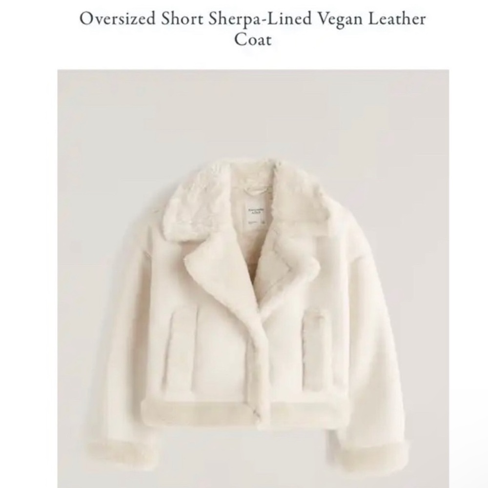 Oversized Short Sherpa-Lined Vegan Leather Coat